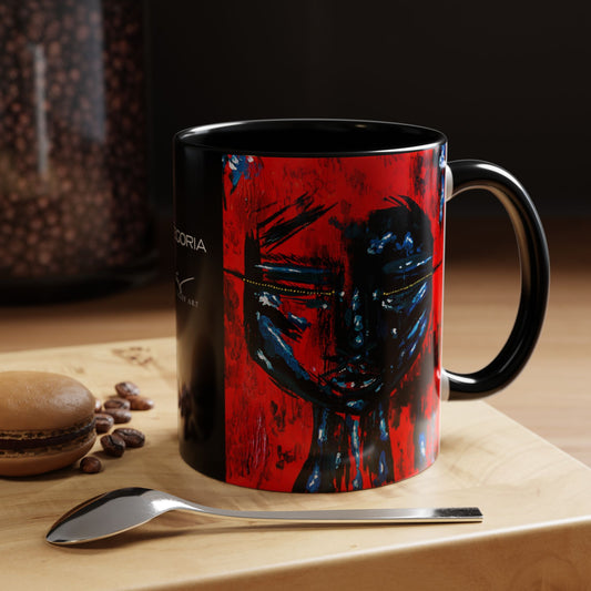 Abstract Face Red and Black Coffee Mug