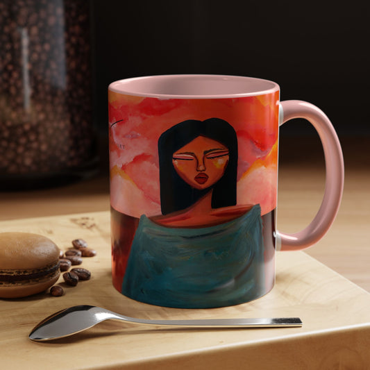 "Pause," Desert Scene Peaceful Woman Mug