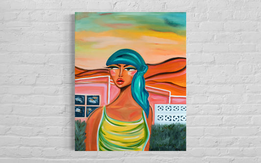 Giclee print of Breezeblocks artwork, featuring bold geometric patterns in vibrant colors, suitable for modern interior decor.