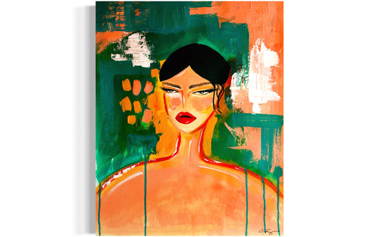 Print titled "Talking to Myself" featuring abstract artwork, showcasing vibrant colors and expressive brushstrokes.