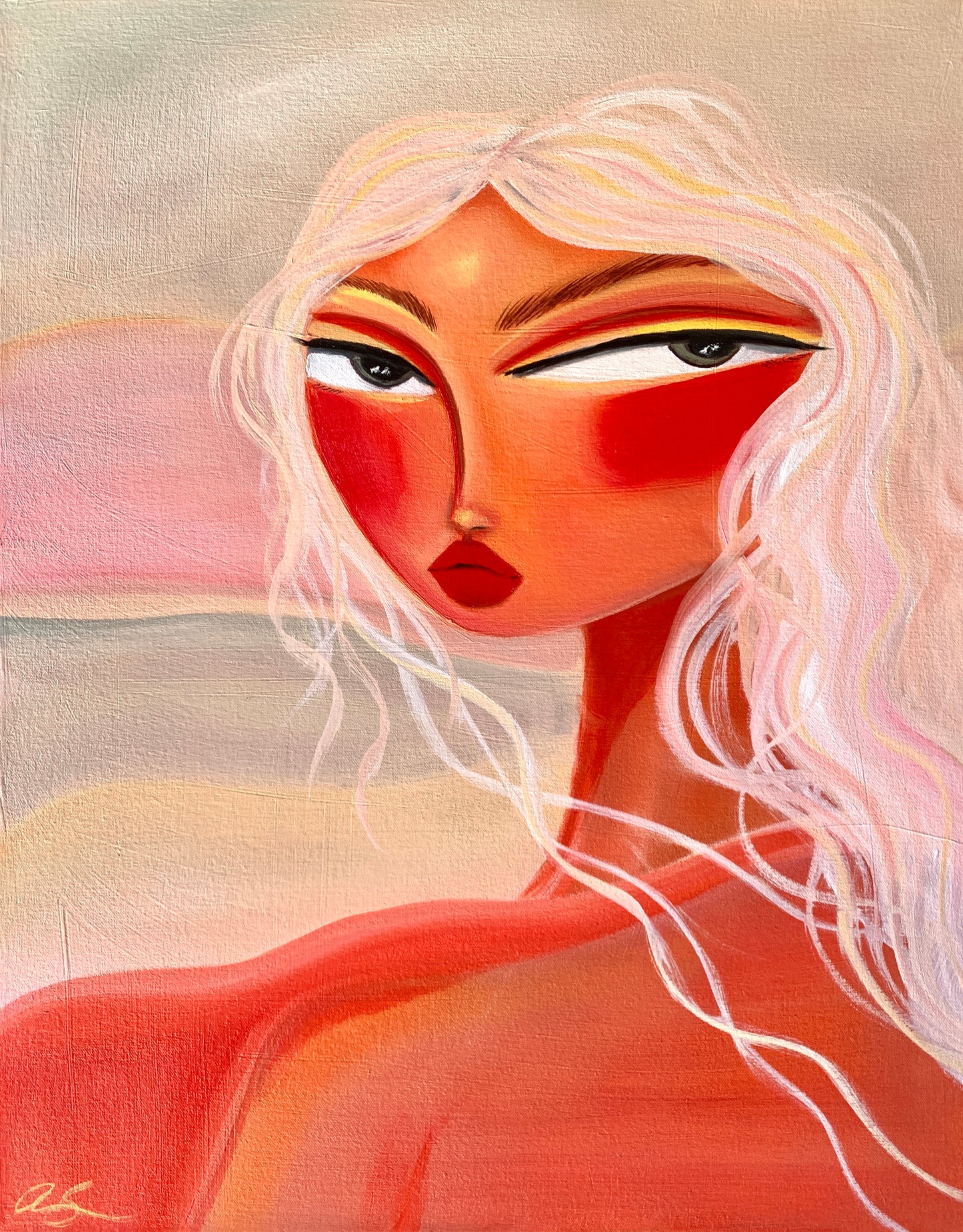 Aim Straley Art "Am I Tan Yet?" 16x20 canvas print featuring a vibrant, colorful abstract design on high-quality canvas.