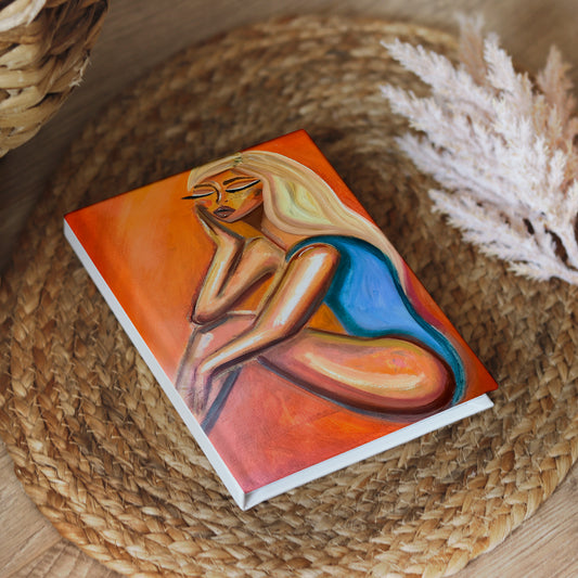 Printify Ballerina hardcover lined notebook with a floral cover, featuring a smooth spine and detailed design.