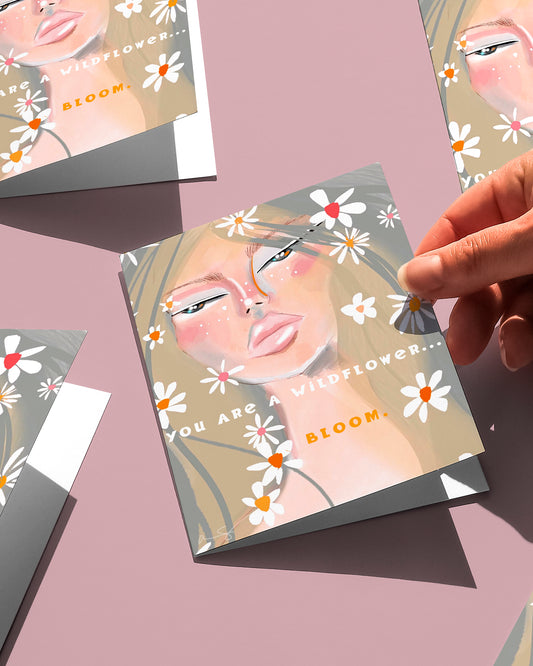 Printify wildflower notecard set featuring floral designs, perfect for sending personalized paper notes or greeting cards.