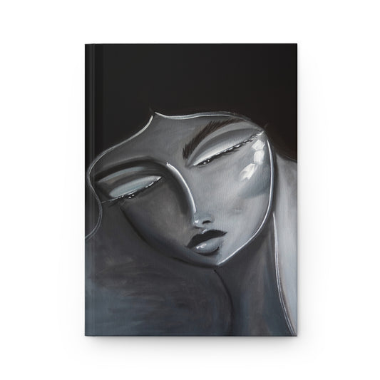 Hardcover grey journal from Printify with lined pages, featuring a durable binding and minimalist design for note-taking and writing.