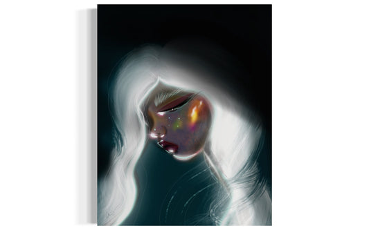 Colorful Andromeda print artwork, featuring cosmic galaxy design, by My Store, displayed on a high-quality paper.