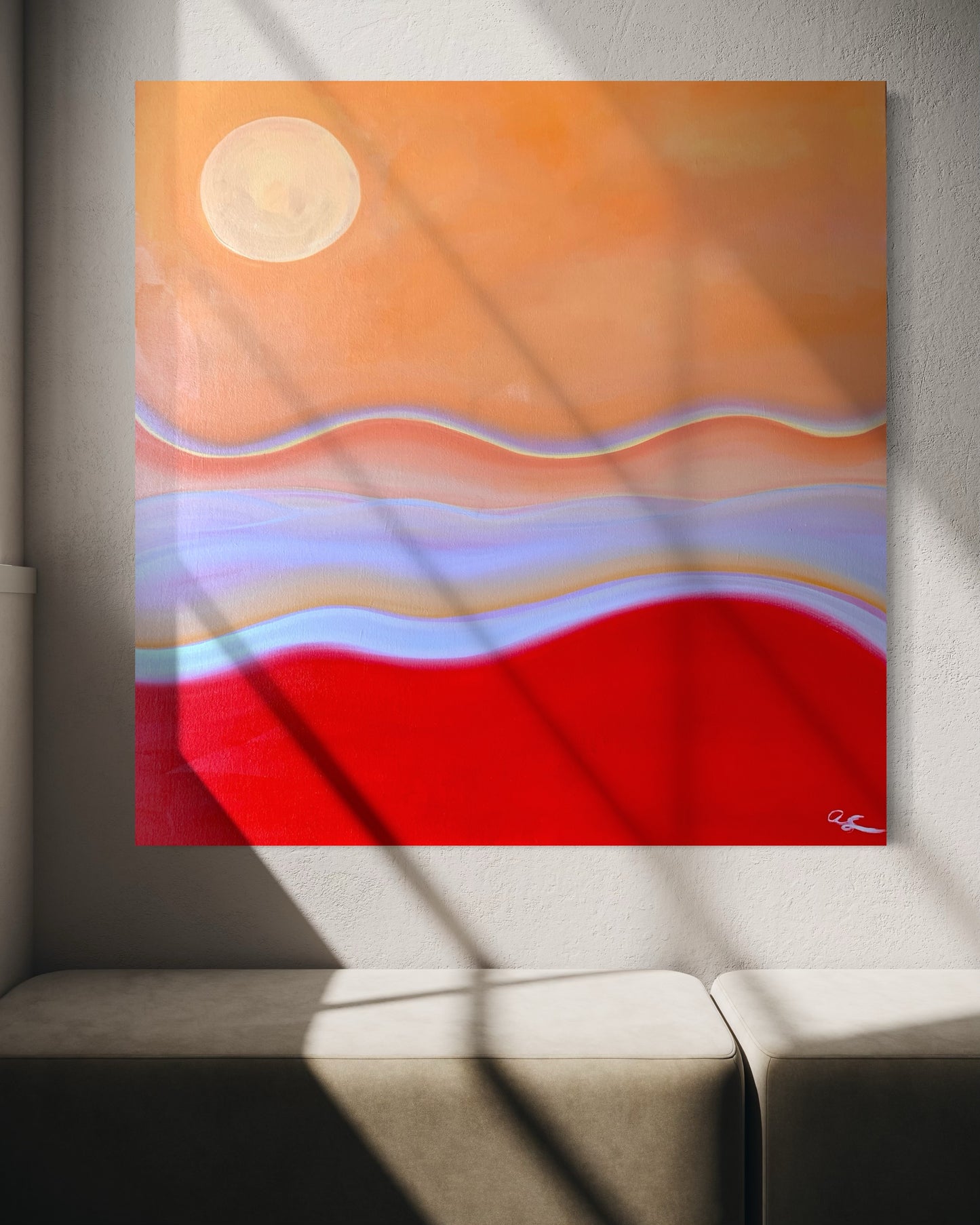Aim Straley Art Flow State 30x30 inch canvas featuring abstract colorful artwork on a textured surface.