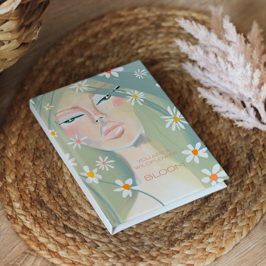 Printify Wildflower hardcover notebook with floral cover design, ideal for journaling and note-taking.
